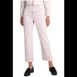 La Joie Women's Marble Denim Straight Leg Ankle Jean Gray Lilac - Regular